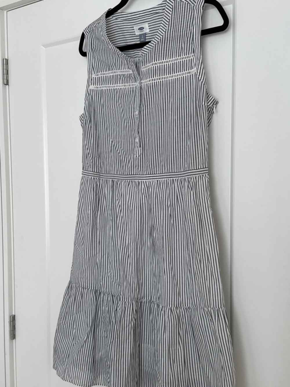 Old Navy Black and White Striped Button-Front Top
